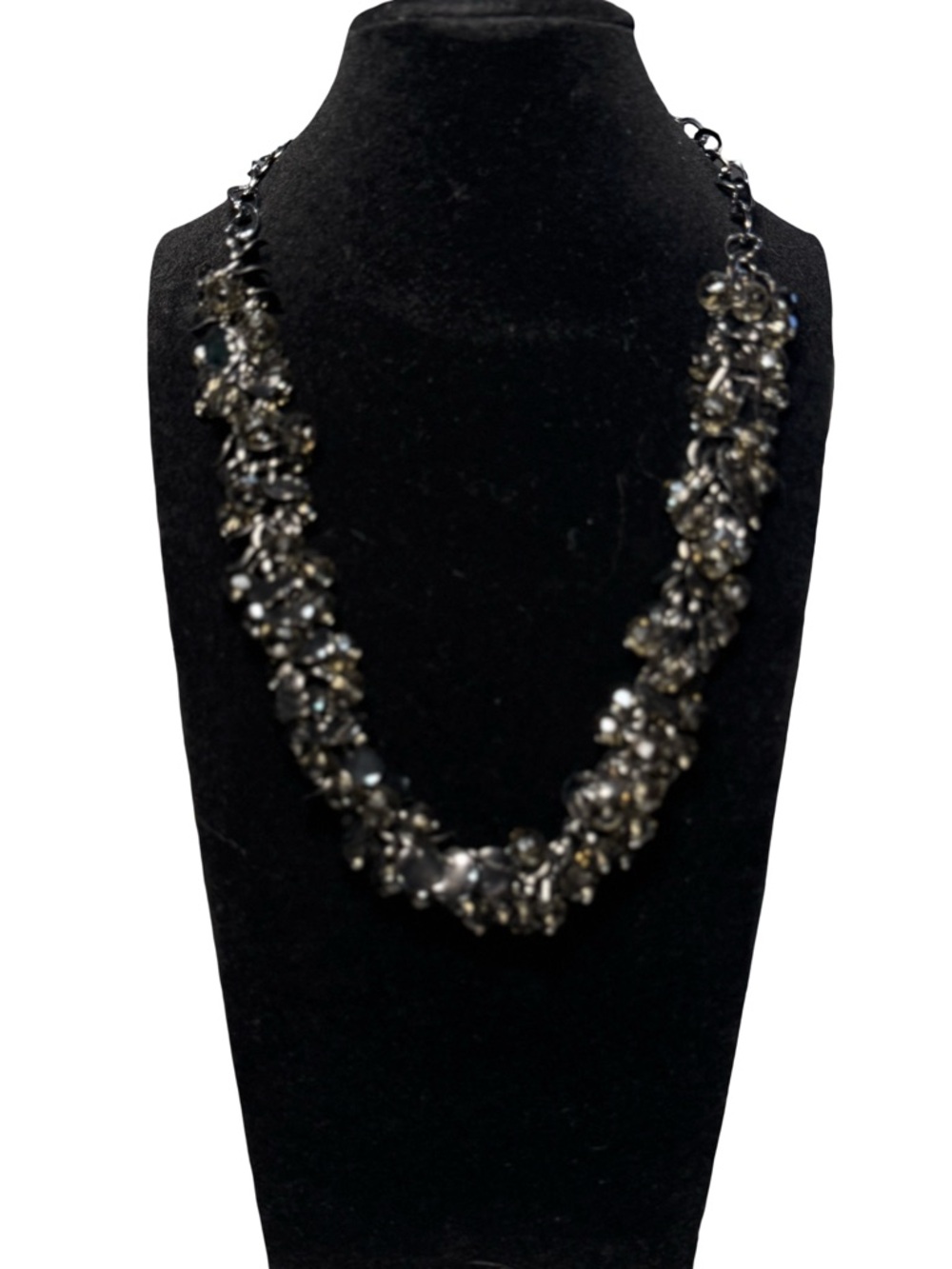 ▪️ Black Crystal Cluster Statement Necklace -‎ Women Jewelry ▪️